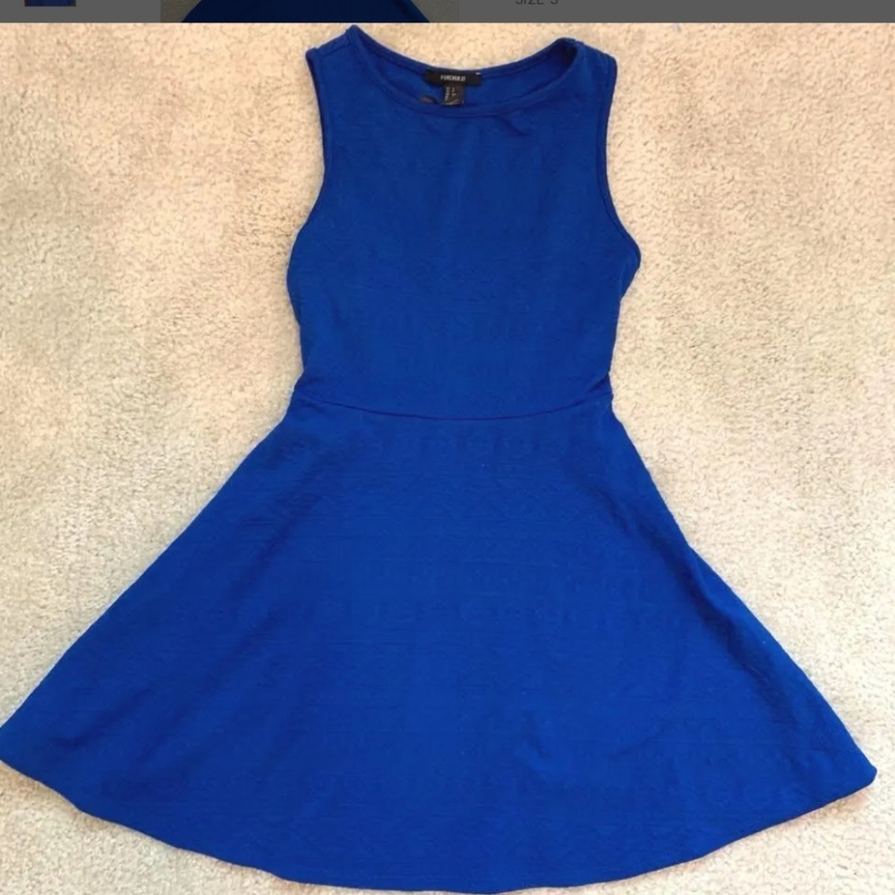 Forever 21 Blue Aztec Print Skater Dress